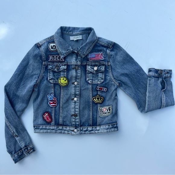 Chigle Denim Jacket With Patches Size Small - Picture 1 of 10